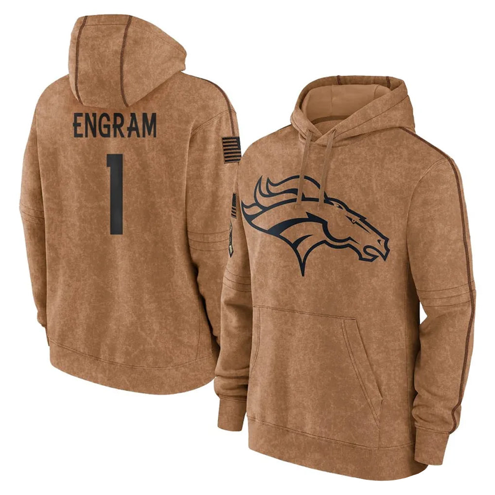 CAdoa D.Broncos #1 Evan Engram Player Brown Salute to Service Hoodies Limited Game Stitched Jerseys