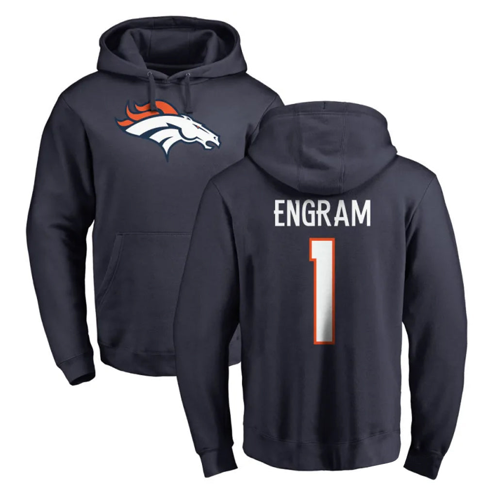CAdoa D.Broncos #1 Evan Engram Player Navy Pullover Hoodie Limited Stitched Jerseys