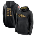 CAdoa D.Broncos #21 Riley Moss Player Black Salute to Service Pullover Hoodies Limited Stitched Jerseys