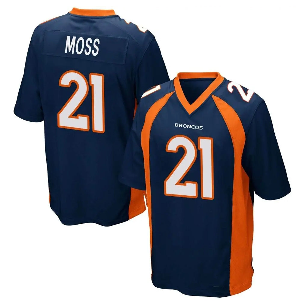 CAdoa D.Broncos #21 Riley Moss Player Navy Game Stitched Jerseys