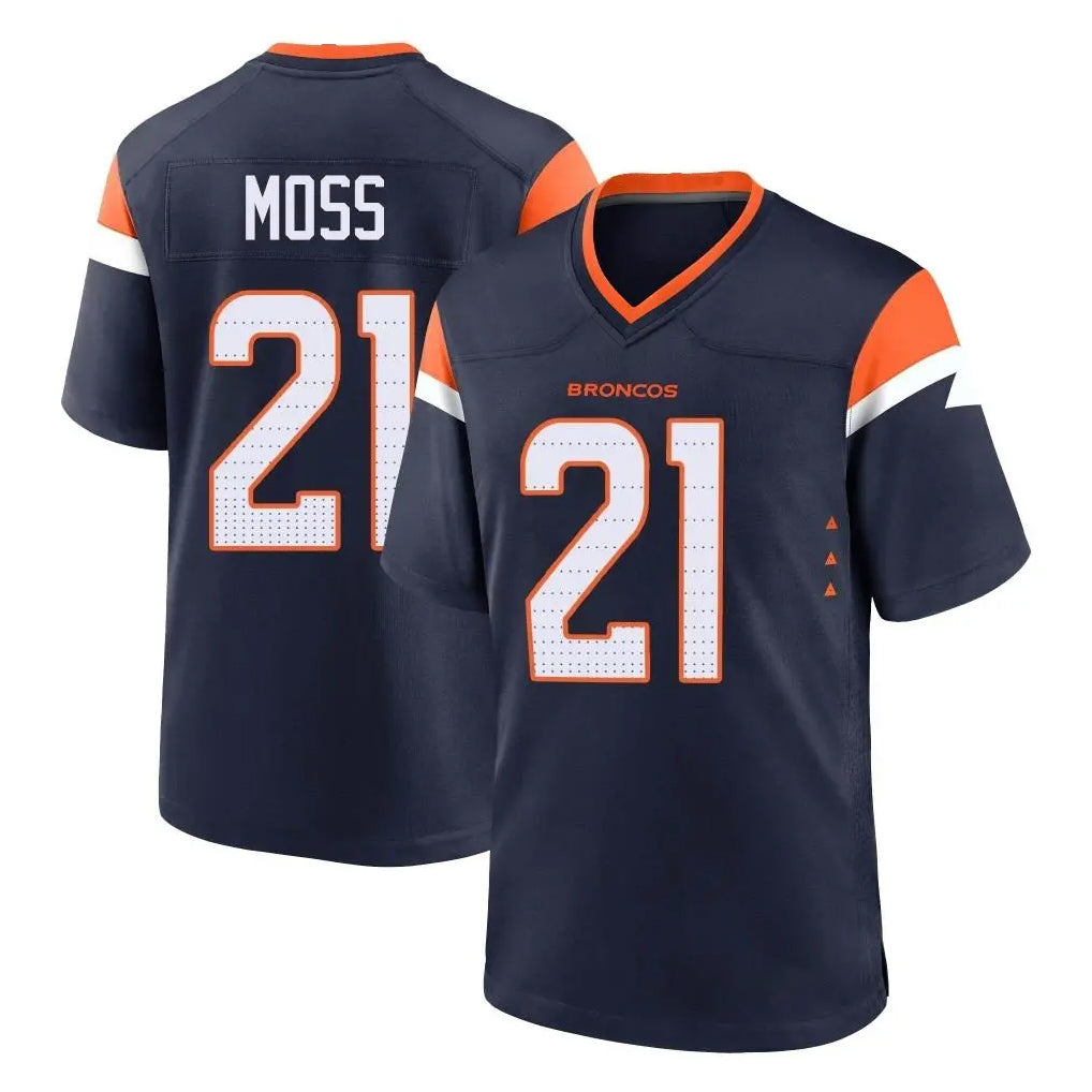 CAdoa D.Broncos #21 Riley Moss Player Navy Home Game Stitched Jerseys