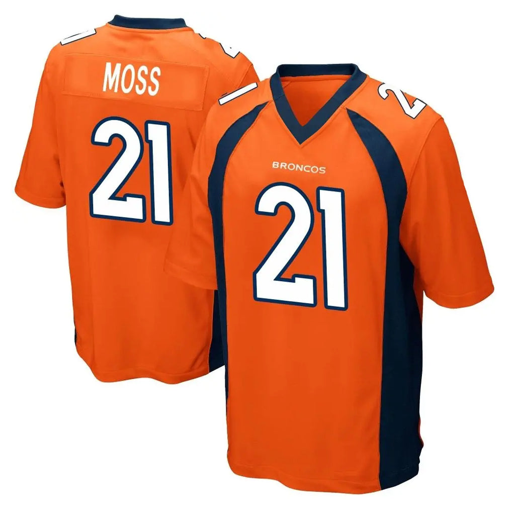 CAdoa D.Broncos #21 Riley Moss Player Orange Color Home Game Stitched Jerseys
