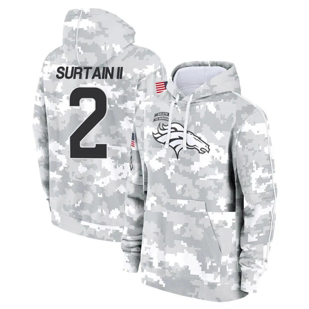 CAdoa D.Broncos #2 Pat Surtain II Player Arctic Camo Salute to Service Hoodies Limited Game Stitched Jerseys
