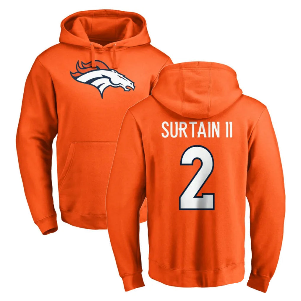 CAdoa D.Broncos #2 Pat Surtain II Player Orange Pullover Hoodie Limited Stitched Jerseys