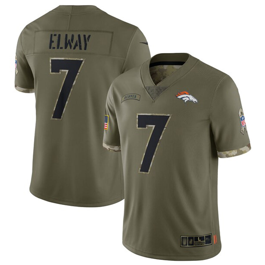 CAdoa D.Broncos #7 John Elway Player Limited Salute To Service Olive Stitched Jerseys