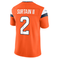 CAdoa D.Broncos #2 Patrick Surtain II Orange Team Vapor F.U.S.E. Stitched Limited Jerseys