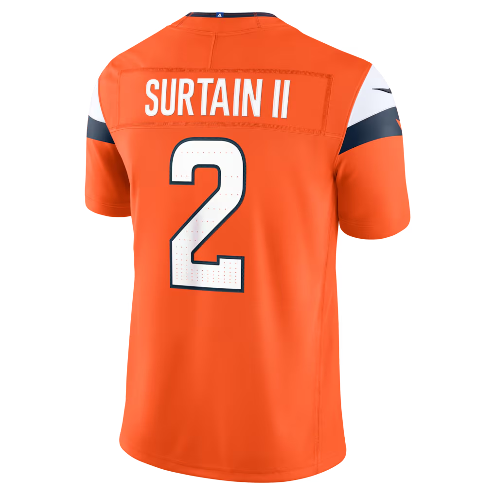 CAdoa D.Broncos #2 Patrick Surtain II Orange Team Vapor F.U.S.E. Stitched Limited Jerseys