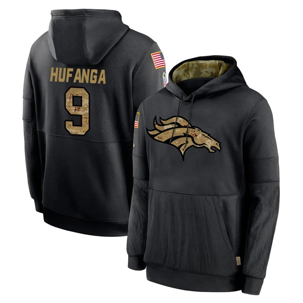 CAdoa D.Broncos #9 Talanoa Hufanga Player Black Salute to Service Pullover Hoodies Limited Stitched Jerseys
