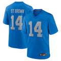 CAdoa D.Lions Alternate Game Stitched Jerseys Throwback - Blue - #14 Amon-Ra St. Brown Player