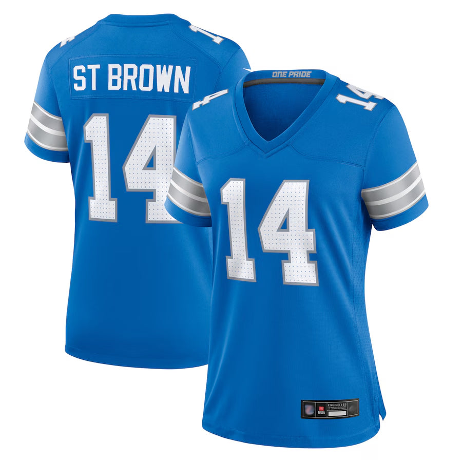 CAdoa D.Lions Home Game Stitched Jerseys - Blue - #14 Amon-Ra St. Brown Player