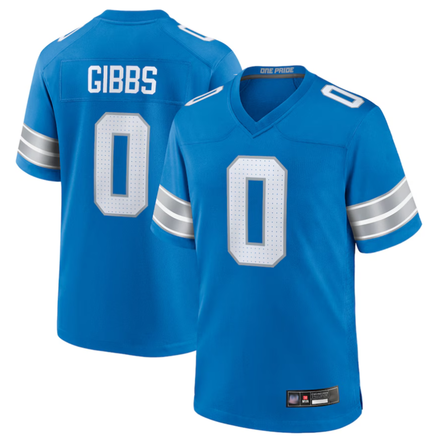 CAdoa D.Lions #0 Jahmyr Gibbs Player Blue Replica Game Stitched Jerseys