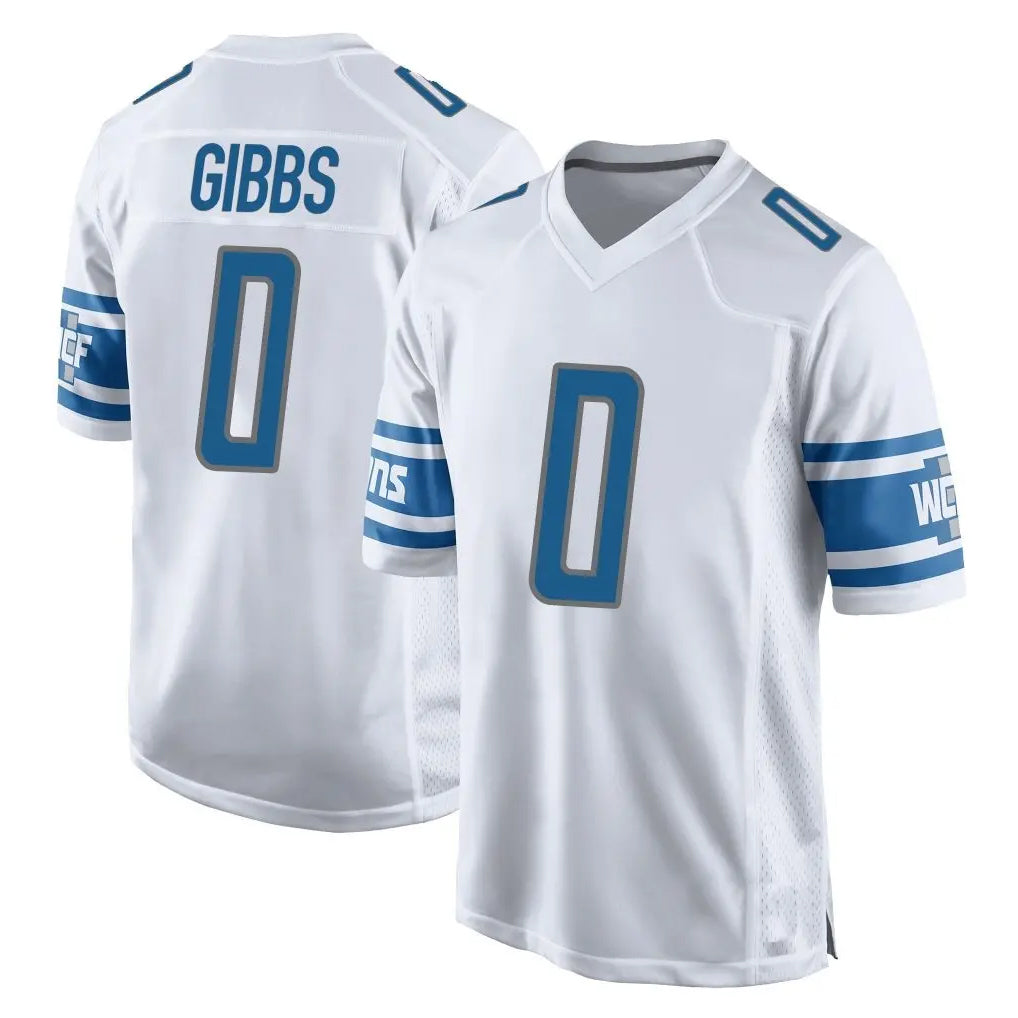CAdoa D.Lions #0 Jahmyr Gibbs Player White Home Game Stitched Jerseys