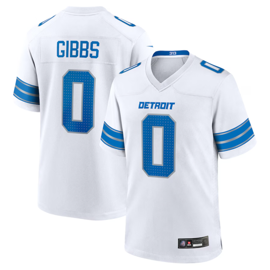 CAdoa D.Lions #0 Jahmyr Gibbs Player White Replica Game Stitched Jerseys