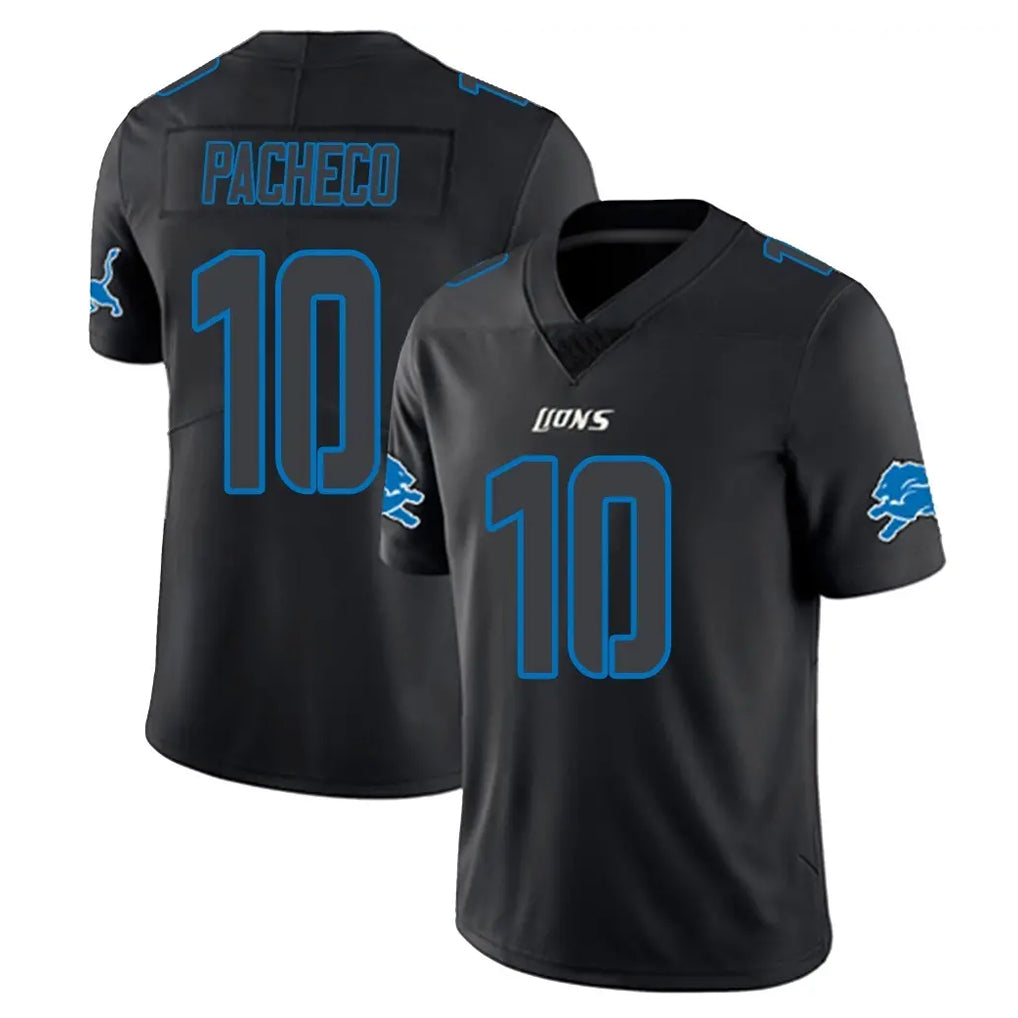CAdoa D.Lions #10 Isiah Pacheco Player Black Impact Limited Home Game Stitched Jerseys