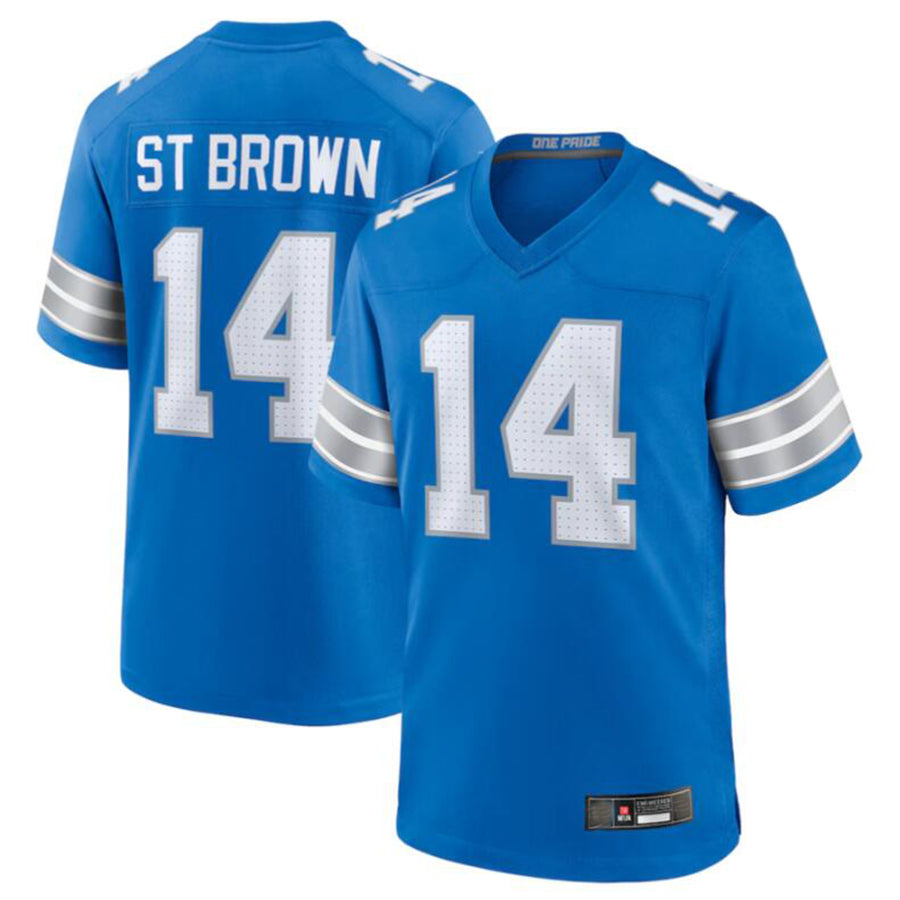 CAdoa D.Lions #14 Amon-Ra St. Brown Blue Game Jersey American Stitched Jerseys
