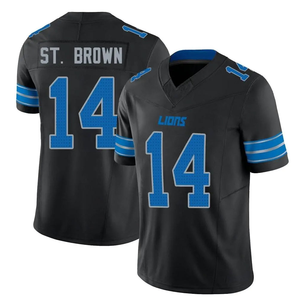 CAdoa D.Lions #14 Amon-Ra St. Brown Player Black Alternate Vapor F.U.S.E. Limited Home Game Stitched Jerseys