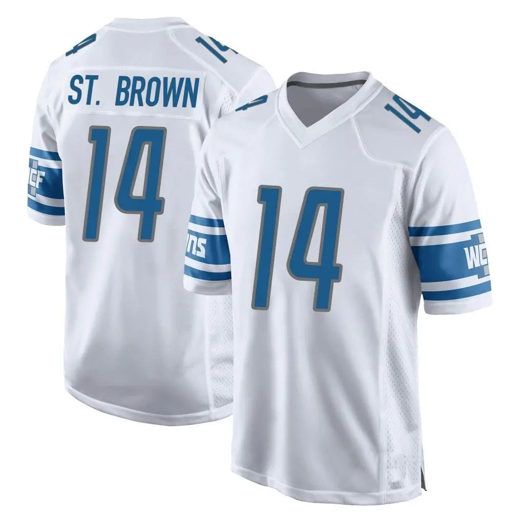 CAdoa D.Lions #14 Amon-Ra St. Brown Player White Home Game Stitched Jerseys