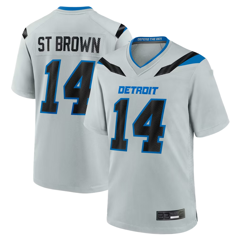 CAdoa D.Lions #14 Amon-Ra St. Brown Silver 2026 Rivalries Collection Game Stitched Jerseys