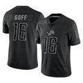 CAdoa D.Lions #16 Jared Goff Player Black REFLECTIVE Limited Stitched Jerseys