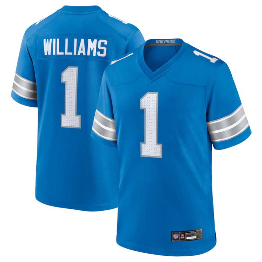 CAdoa D.Lions #1 Jameson Williams Player Blue Replica Game Stitched Jerseys