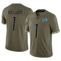 CAdoa D.Lions #1 Jameson Williams Player Olive Salute To Service Limited Stitched Jerseys
