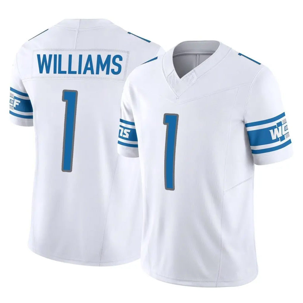 CAdoa D.Lions #1 Jameson Williams Player White Vapor F.U.S.E. Limited Home Game Stitched Jerseys