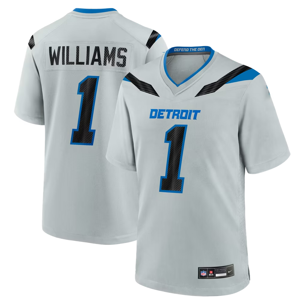 CAdoa D.Lions #1 Jameson Williams Silver 2026 Rivalries Collection Game Stitched Jerseys