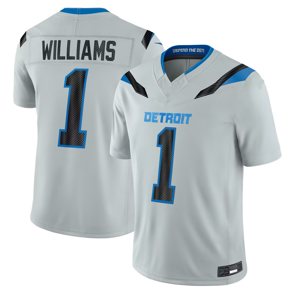 CAdoa D.Lions #1 Jameson Williams Silver 2026 Rivalries Collection Limited Stitched Jerseys