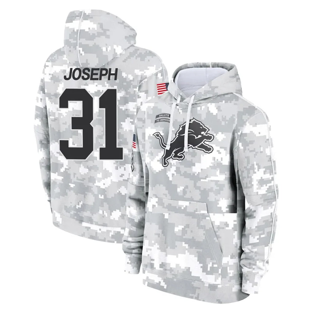 CAdoa D.Lions #31 Kerby Joseph Player Arctic Camo Salute to Service Hoodies Limited Game Stitched Jerseys