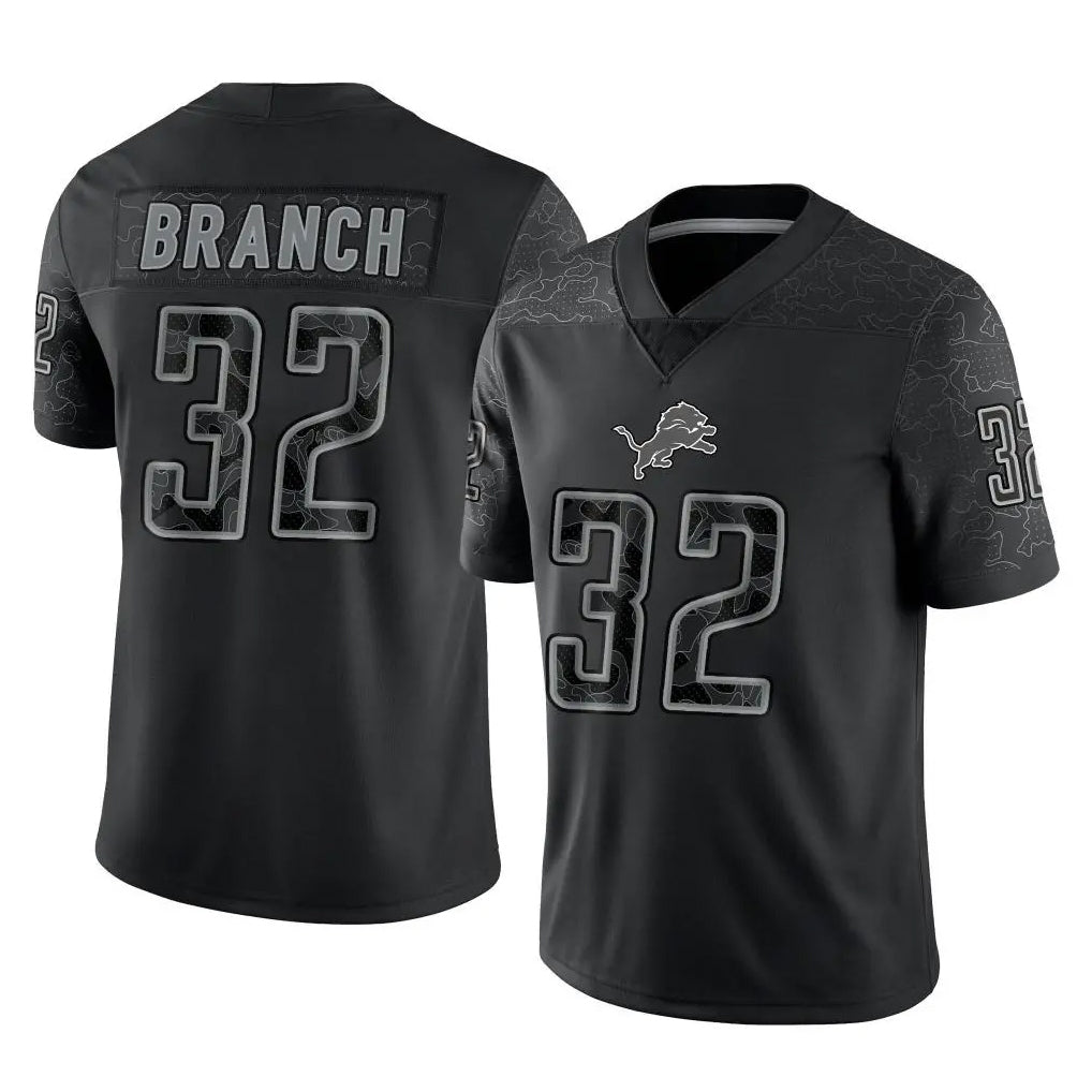 CAdoa D.Lions #32 Brian Branch Player Black Reflective Limited Home Game Stitched Jerseys