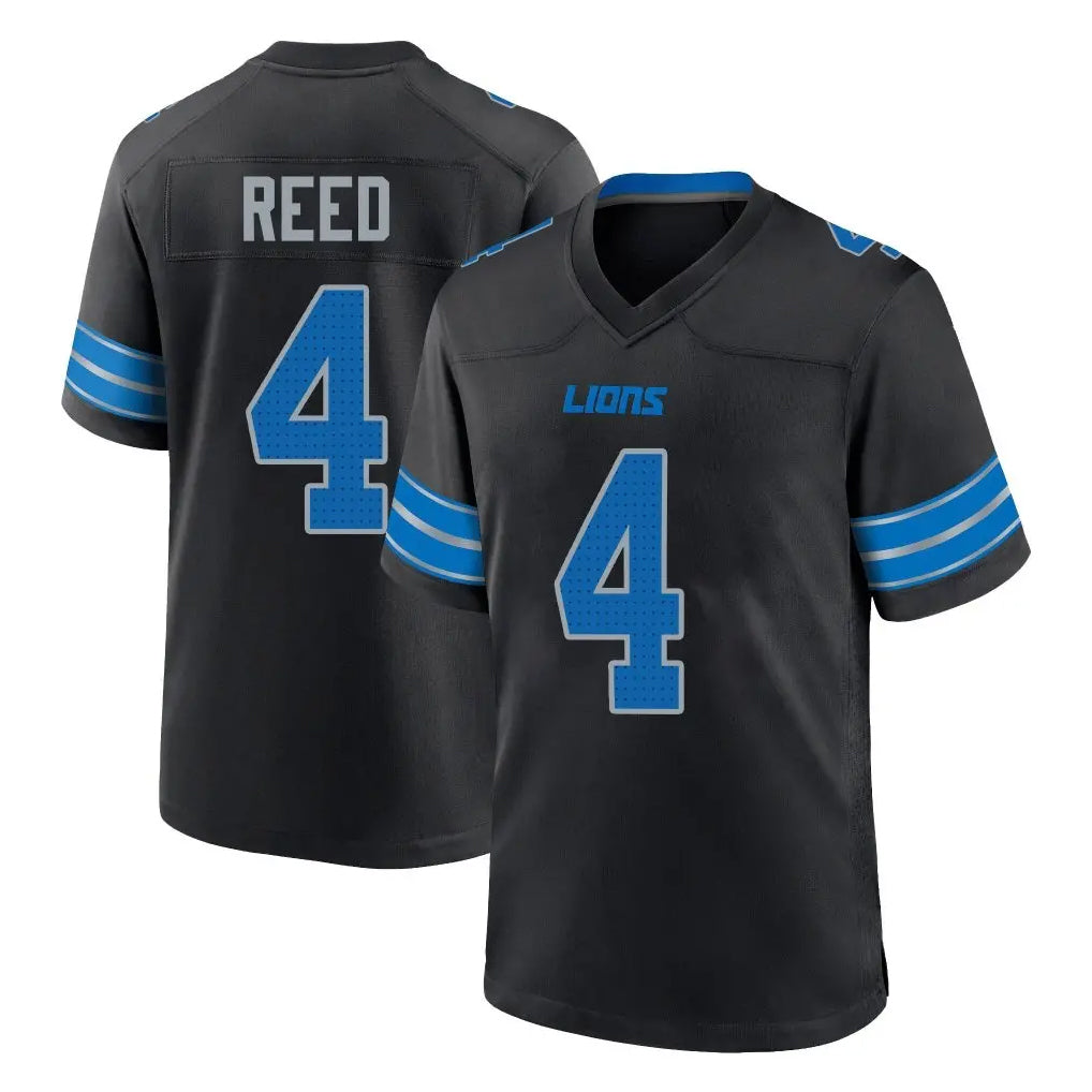 CAdoa D.Lions #4 D.J. Reed Player Black Alternate Home Game Stitched Jerseys