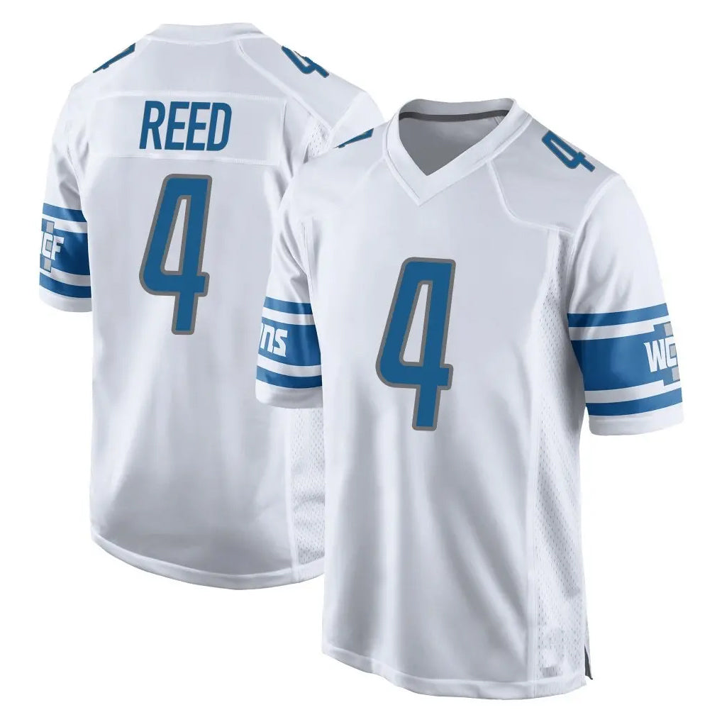 CAdoa D.Lions #4 D.J. Reed Player White Home Game Stitched Jerseys