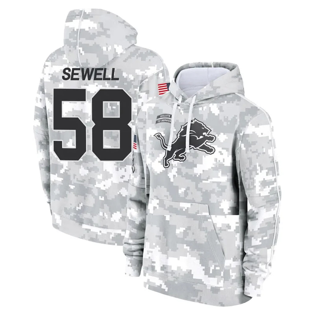 CAdoa D.Lions #58 Penei Sewell Player Arctic Camo Salute to Service Hoodies Limited Game Stitched Jerseys
