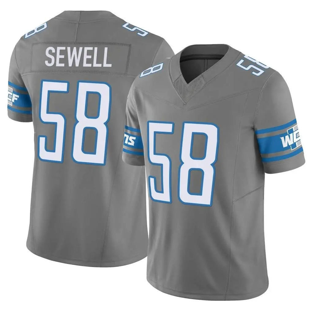 CAdoa D.Lions #58 Penei Sewell Player Gray Vapor F.U.S.E. Limited Home Game Stitched Jerseys