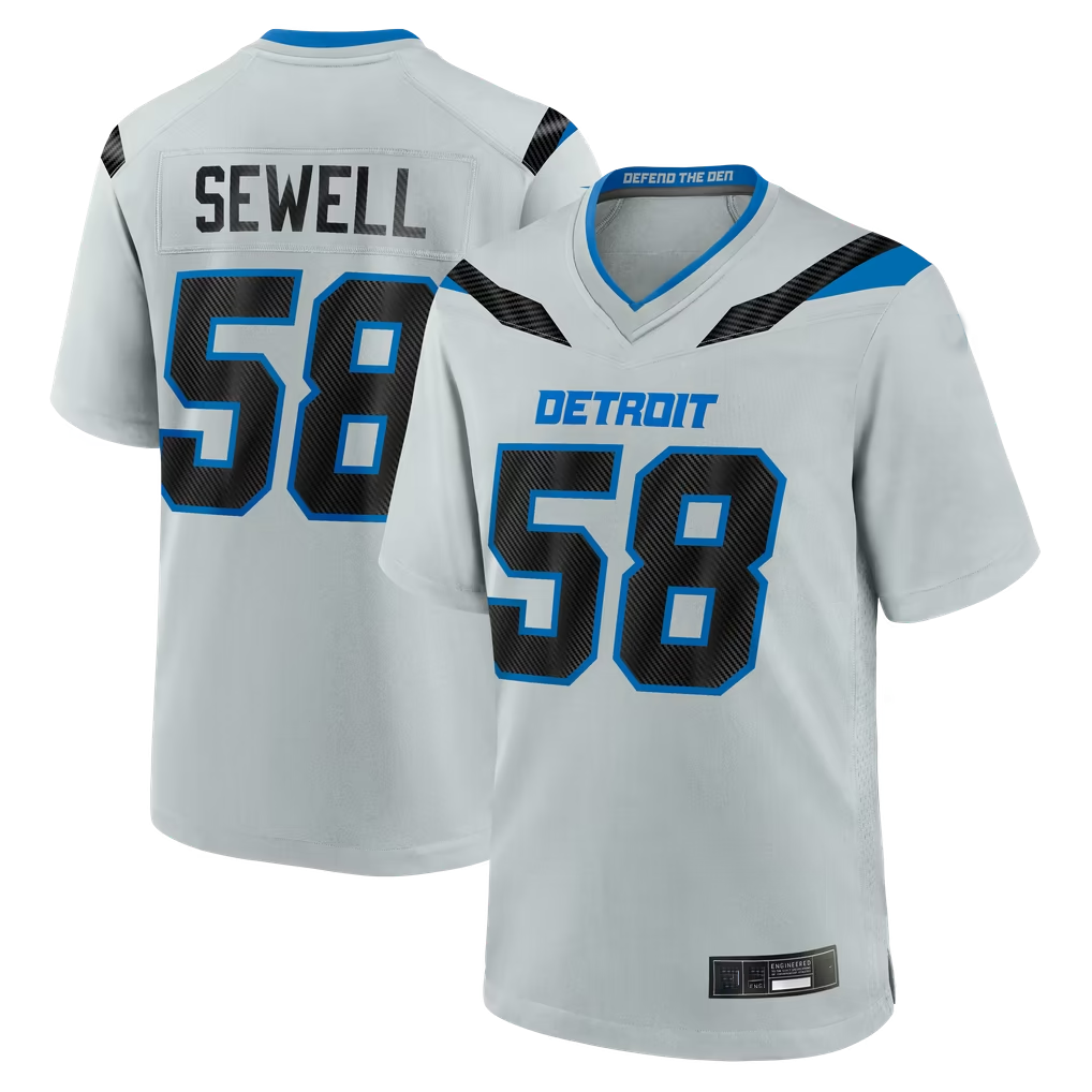 CAdoa D.Lions #58 Penei Sewell Silver 2026 Rivalries Collection Game Stitched Jerseys