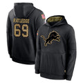 CAdoa D.Lions #69 Tate Ratledge Player Black Salute to Service Hoodies Limited Game Stitched Jerseys