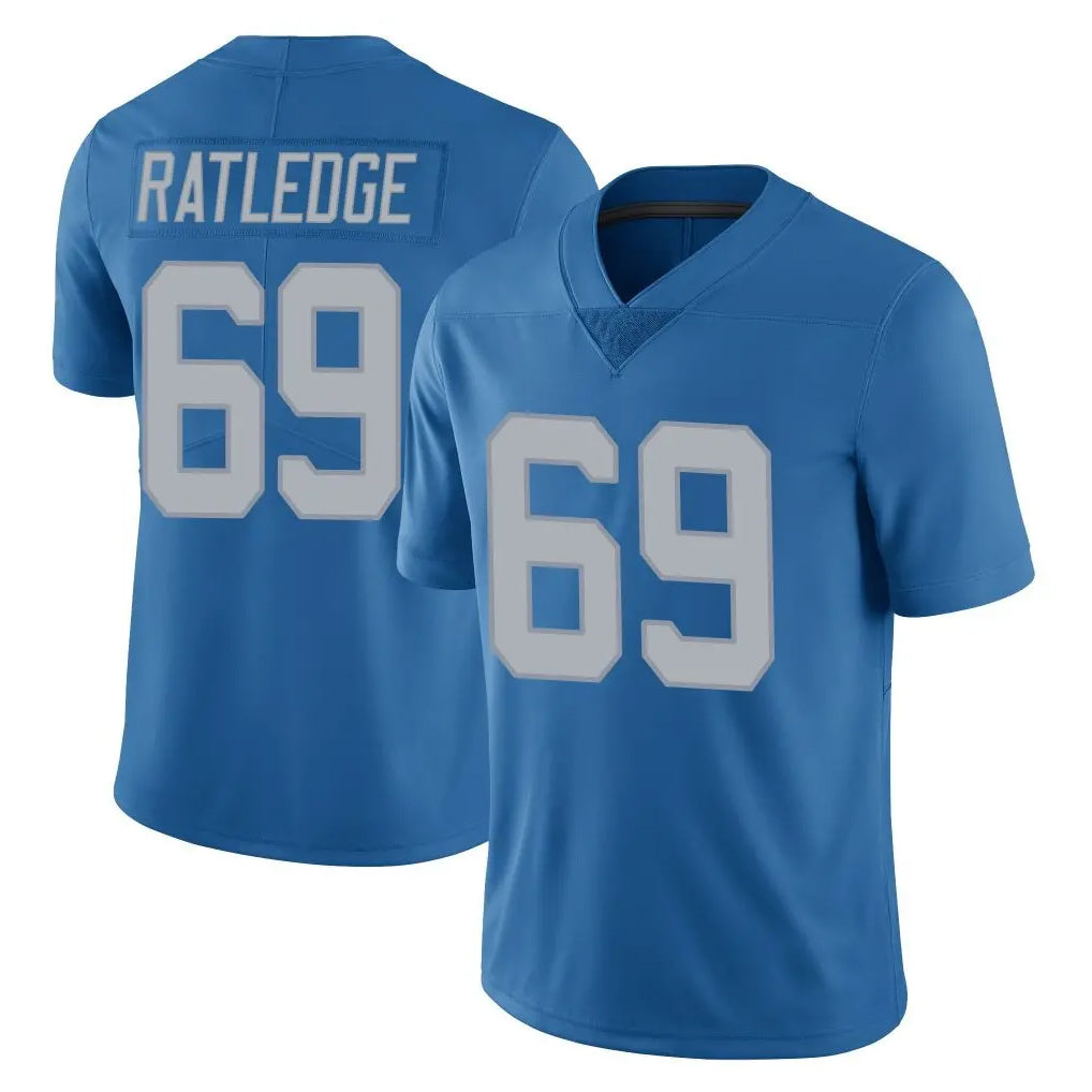 CAdoa D.Lions #69 Tate Ratledge Player Blue Limited Throwback Vapor Untouchable Stitched Jerseys