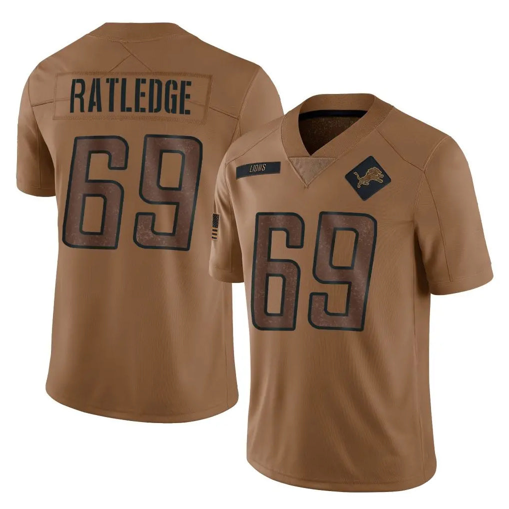 CAdoa D.Lions #69 Tate Ratledge Player Brown Salute To Service Limited Stitched Jerseys