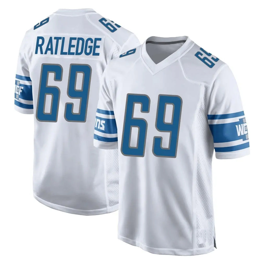 CAdoa D.Lions #69 Tate Ratledge Player White Home Game Stitched Jerseys