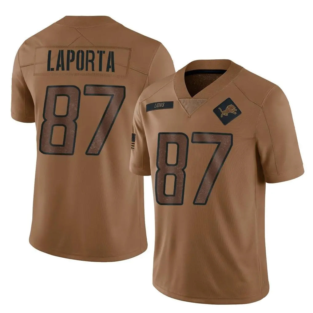 CAdoa D.Lions #87 Sam LaPorta Player Brown Salute To Service Limited Stitched Jerseys