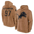 CAdoa D.Lions #97 Aidan Hutchinson Player Brown Salute to Service Hoodies Limited Game Stitched Jerseys