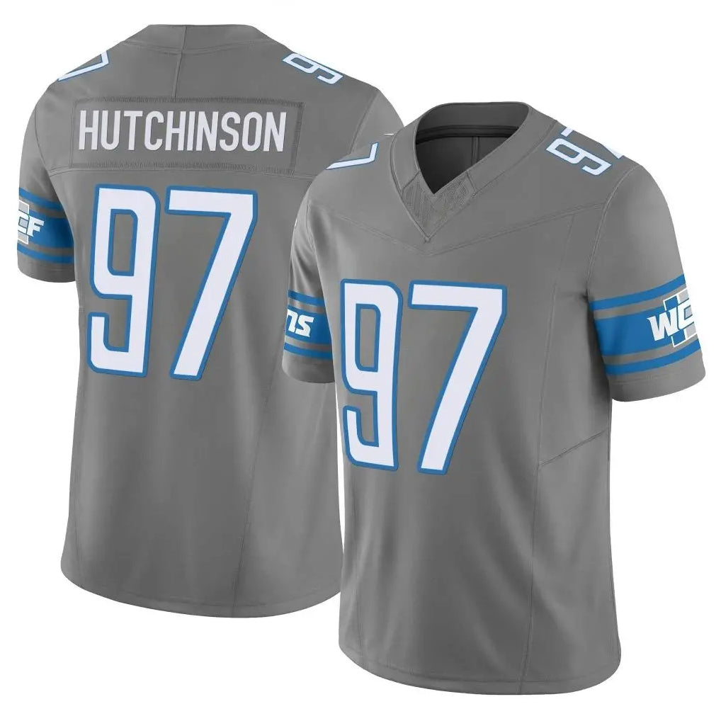 CAdoa D.Lions #97 Aidan Hutchinson Player Gray Vapor F.U.S.E. Limited Home Game Stitched Jerseys