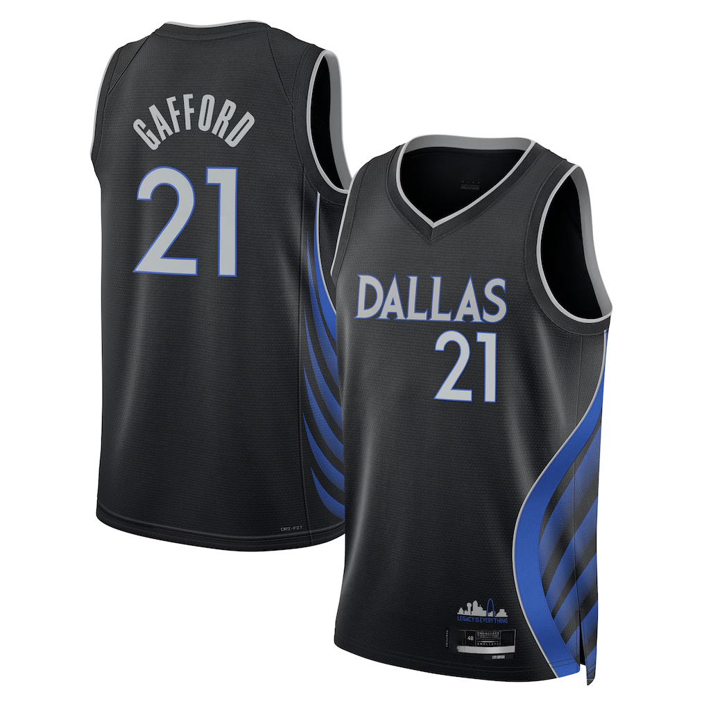 CAdoa D.Mavericks #21 Daniel Gafford Black 2025-2026 City Edition Swingman Stitched Jerseys