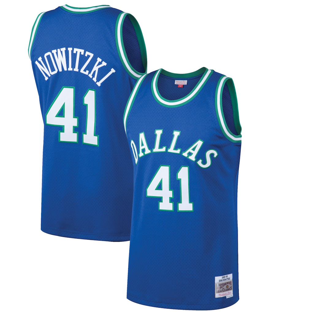 CAdoa D.Mavericks #41 Dirk Nowitzki Mitchell & Ness Blue 199899 Hardwood Classics Swingman Jerseys