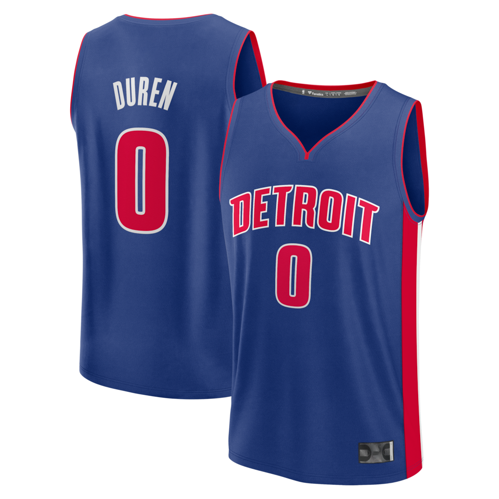 CAdoa D.Pistons #0 Jalen Duren  Blue Fast Break Replica Jerseys - Icon Edition