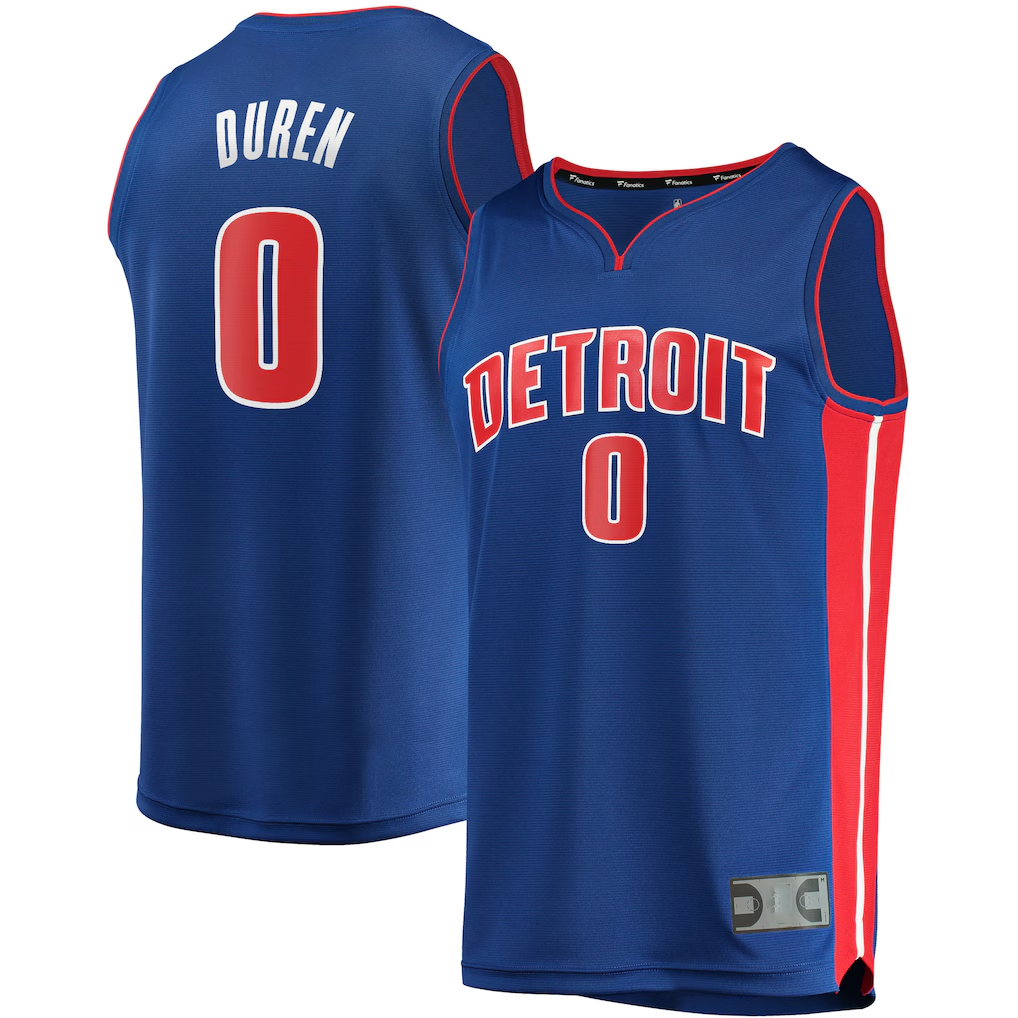 CAdoa D.Pistons #0 Jalen Duren  Blue Fast Break Replica Jerseys - Icon Edition
