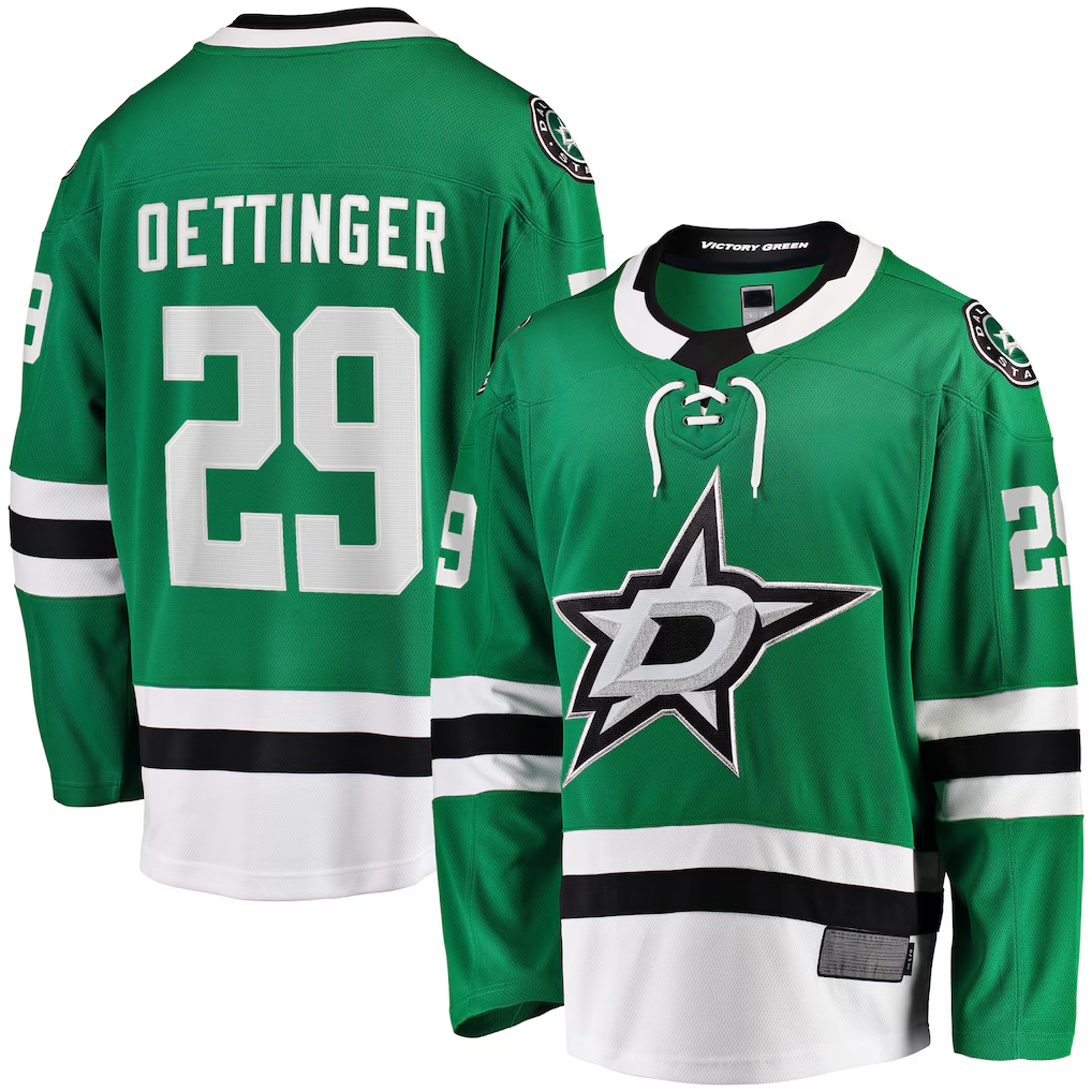 CAdoa D.Stars #29 Jake Oettinger Kelly Green Home Breakaway Player Jerseys