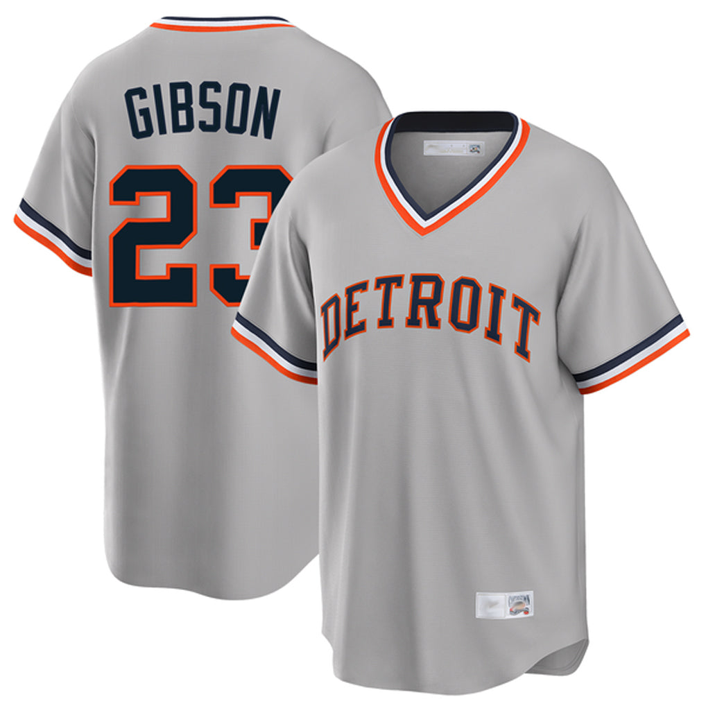 CAdoa D.Tigers #23 Kirk Gibson Player Gray Cooperstown T-shirt Home Game Stitched Jerseys