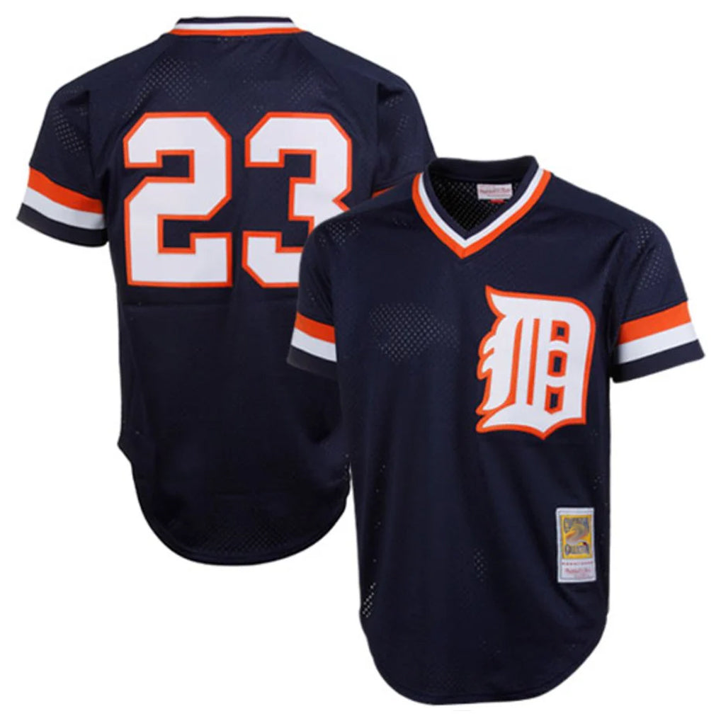 CAdoa D.Tigers #23 Kirk Gibson Player Mitchell & Ness Navy 1984 Mesh Batting Practice  T-shirt Stitched Jerseys