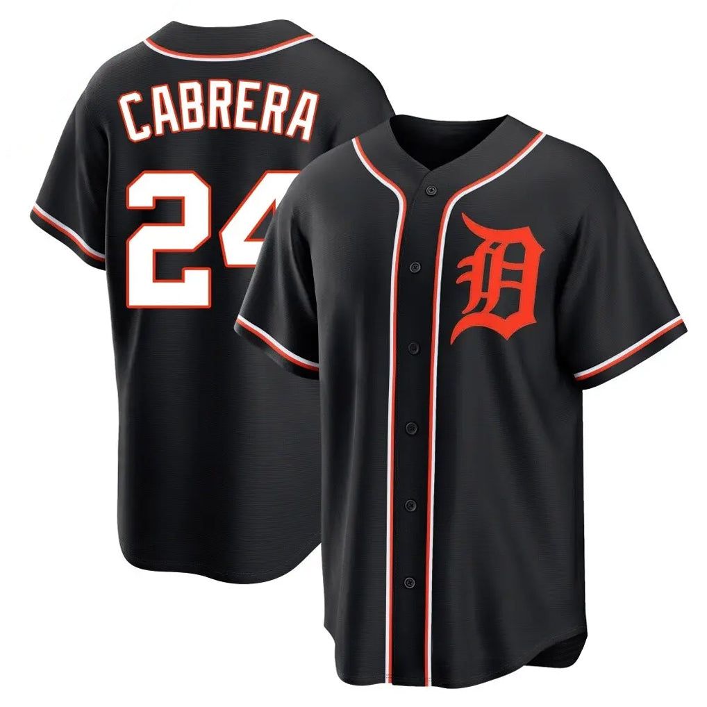 CAdoa D.Tigers #24 Miguel Cabrera Player Black Fashion Out Home Game Stitched Jerseys